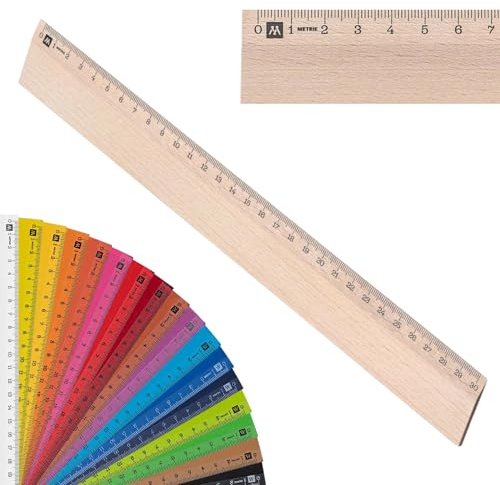 Metrie™ Lineal 30 cm – Holzlineal | Langes & Handlich | Für Grundschule, Schule & Büro, Zeichnen, Handwerker, DIY | Hergestellt In Der EU | 1 Stück | SCHOLAR