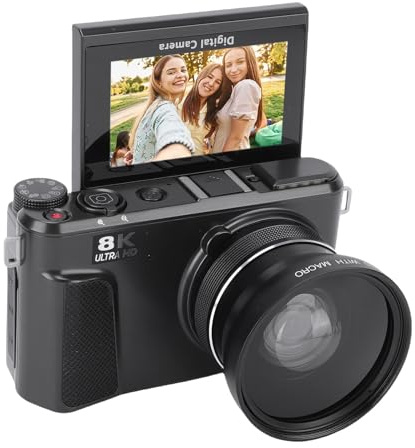 Tangxi Appareil Photo Numérique 88MP, Vidéo 8K, Zoom Optique 18X, avec écran Rabattable de 3 à 180°, WiFi, pour la Création de Contenu de Photographie et de (Black)
