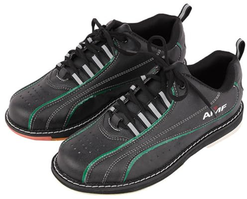 Wizeny Bowling Shoes for Men Lightweight Breathable Non-Slip Lawn Bowls Trainers Leather Lace Up for Beginners and Professionals,Black Green,9 UK