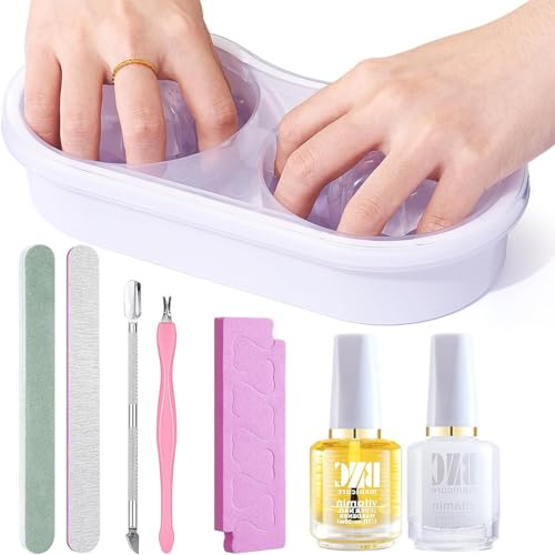 Deciniee Dual Nail Soak off Bowl for Both Hands,Acetone Acrylic Remover Kit | 2-Layer Manicure Soaking Bowls Remover Acrylic Nails Gel Dip with 20ml Oil Pen, 15ml Softerner, Pusher Tools for Home Salon