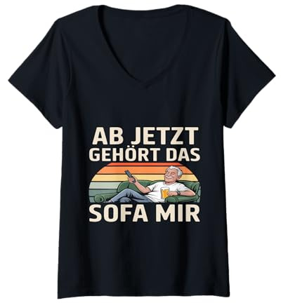Damen Ab Jetzt Gehört Das Sofa Mir Lustiger Rentner T-Shirt mit V-Ausschnitt