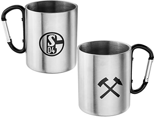 FC Schalke 04 Tasse Edelstahl mit Karabinerhenkel 0,3 l Kaffeebecher S04 - Plus Lesezeichen I Love Gelsenkirchen