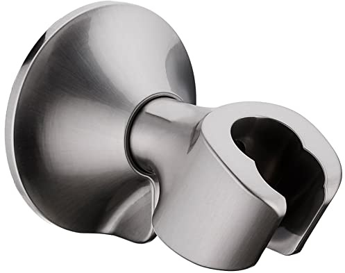 BRIGHT SHOWERS Handheld Shower Head Holder with Dual Angle Positions, Wall Suction Bracket Includes Adhesive 3M Disc, No Tools Required and Easy Installation, Brushed Nickel Finish