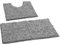 LuxUrux Bath Mat, Luxury Chenille (2-Piece) Bath Mat Set, Soft Plush Anti-Slip Bath Rug + Toilet Mat.1'' Microfiber Shaggy Carpet, Super Absorbent (Curved Set, Light Grey)