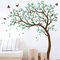 Großer Baum Wandaufkleber Kinderzimmer Wand Baum Aufkleber mit Vögeln Baum Wandsticker Wandtattoo Vinyl Wanddekor KW032 (Äste nach links, Braun, Limettengrün, Türkis)