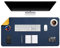 Alfombrilla de Ratón XXL, Mousepad Grande, DOBAOJIA Almohadilla de Escritorio, Vade Escritorio, Tapete de Escritura, Estera Oficina,Uso Doble Cara Cuero PU Impermeable 90 x 43cm (Azul Oscuro/Amarillo)