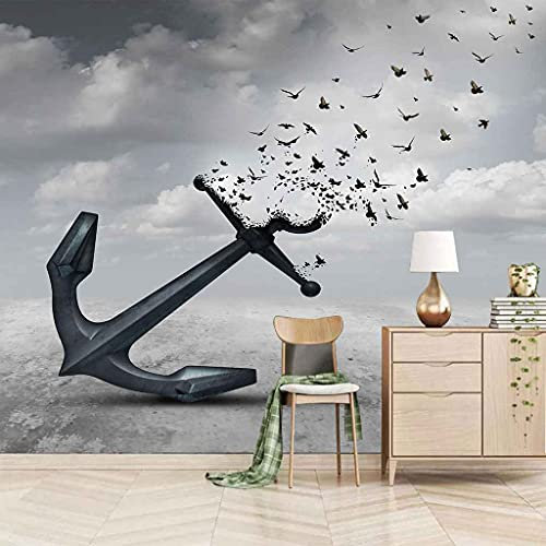 QMWZZV Papier Peint Panoramique 3D Photo Murales Modèle D'Ancre Créatif Peinture Murale Auto-adhésif Toile Geant Poster 250x175 cm Pour Salon Chambre Ados Chambre de Bébé Décoration Murale