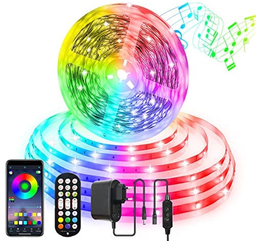 LED Strip 20 m,24V LED Strip with Remote APP Control,Music Sync Color Changing Lights 5050 RGB LED Lights for bedroom,Kitchen,Party