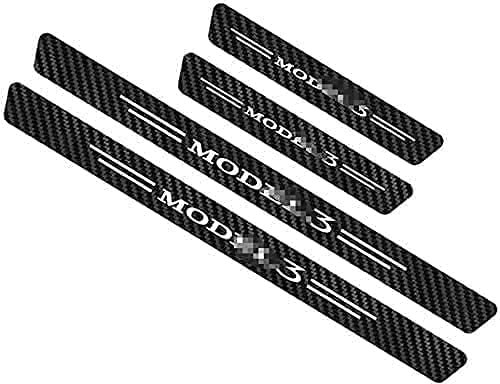 Car Door Sill Protector for Tesla Model 3, Carbon Fiber Door Sill Protector Door Sill Scuff Plate Carbon Fiber Stickers Car Decorative Styling Accessories
