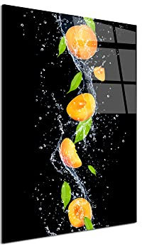 DECLINA Tableau plexi, décoration murale plexi, tableau verre acrylique, Tableau plexi décoratif Les Abricots, 30x50 cm