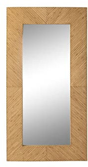 DKD Home Decor Miroir Mural Marron Marron Clair Bambou Verre Naturel Urbaine 60 x 2 x 130 cm 65 x 2 x 130 cm