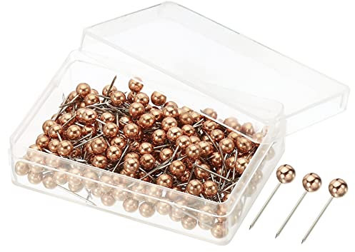 PATIKIL Push Pins, 200 Pack Round Head Map Tacks Thumb Steel Point for World Maps Cork Boards, Rose Gold