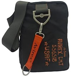 Avirex Umhängetasche aus wasserdichtem Nylon, Umhängetasche für Herren mit abnehmbarem Schlüsselanhänger, Größe S, Kollektion Post PST04 (Grau), grau