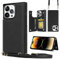YINLAI für iPhone 15 Pro Hülle Leder mit und Tasche, Handyhülle iPhone 15 Pro mit Kette und Wallet Klapphülle zum Umhängen Cover Case mit extra Kreditkartenfach für iPhone 15 Pro 6,1 Zoll,Schwarz