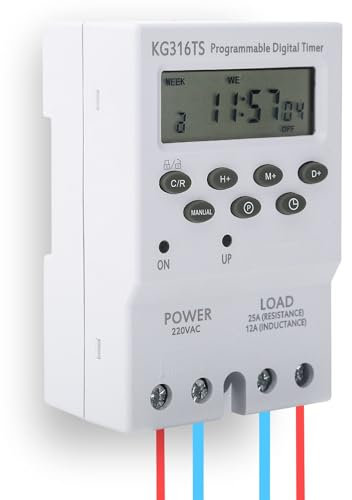 Jadeshay Timer Digitale,AC220V 12A Interruttore Orario Relè Interruttore Timer Digitale Programmabile 35mm Montaggio su Guida DIN