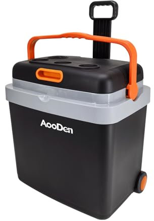 AooDen - 35 Quart (33 Liter) Capacity Electric Car Cooler and Heater with Pull Bar and Wheels, Ice Free Thermoelectric Cooler for Travel, Camping, Vehicles, Truck,
