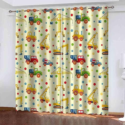 2-Teiliges Set Digital Bedruckte Verdunkelungsvorhänge Cartoon-Auto Für Schlafzimmer, Wohnzimmer, Esszimmer, Kinder, Jugendzimmer, Fenster Vorhänge-