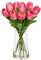Hollyone 9 Stück Künstliche Tulpen Blumen in Glasvase mit Faux Wasser, 36cm Gefälschte Tulpe Wie Echt, Real Touch Rosa Tulip Frühling Blumen für Tischdeko Haus Hochzeit Dekoration