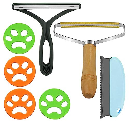 TICKLELY 9 Stück Tierhaarentferner Set - Fusselentferner Magische Pfoten Fusselbürste Kleiderbürste Katzenhaarentferner Mini-Nylonbürste, für Kleidung, Teppich, Sofa, Strick, tierhaar