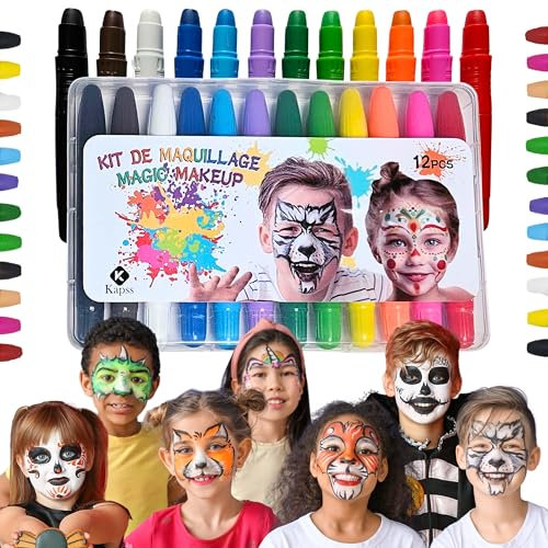 Maquillage Enfant Fille Garçon | Maquillage Halloween Grimace Déguisement Sorcière Carnaval Festival Kermesse Cosplay Anniversaire | Maquillage pour Enfants Adultes | Peinture Visage et Corporelle