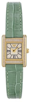 Emporio Armani Watch for Women, Quartz Movement and 31mm Case Size with Stainless Steel, Leather or Silicone Strap Grün, 20MM