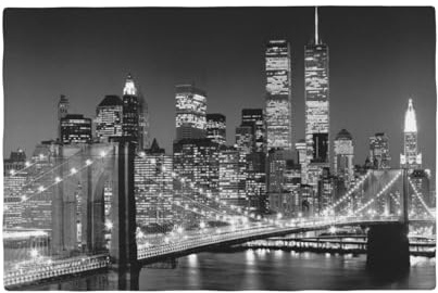 WKSGDSG New York Tischsets aus Leinen, hitzebeständig, abwischbar, waschbar, für Esstisch, Küchentisch, Party-Tischsets, doppellagig, 30,5 x 45,7 cm, 4 Stück