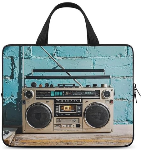 Vintage Wall of Radio Boombox Laptop Bag Durable Laptop Sleeve Water-Resistant Notebook Bag for Computer Or Tablet
