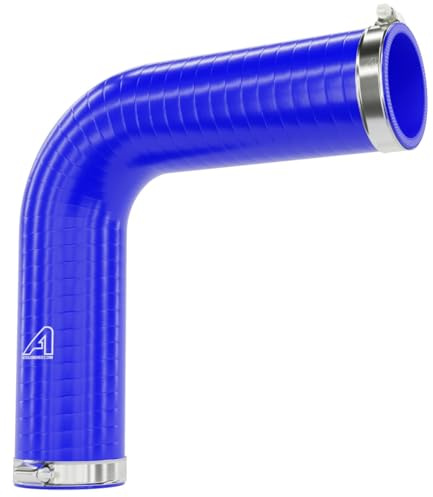90° Blue Silicone Elbow Attachment for 51mm Gutter Cleaning Poles - Flexible Head Connector for Easy Angled Access with Hose Clip Kit