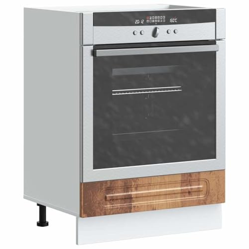 THOYTOUI Klassischer Herdumbauschrank Altholz-Optik - Höhenverstellbarer Küchenschrank und Ofenschrank aus Holzwerkstoff (60 x 46 x 81,5 cm) für die perfekte Küchenorganisation