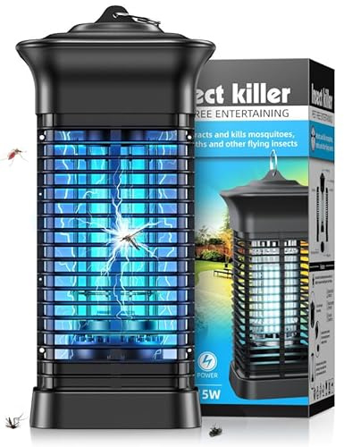 Lámpara Antimosquitos, 4200V UV Mata Mosquitos Electrico, Lampara Antimosquitos Exterior Interior, IPX4 Impermeable, Adecuado para Jardines, Salas de Estar, Camping Etc., Cable de 1,5 m