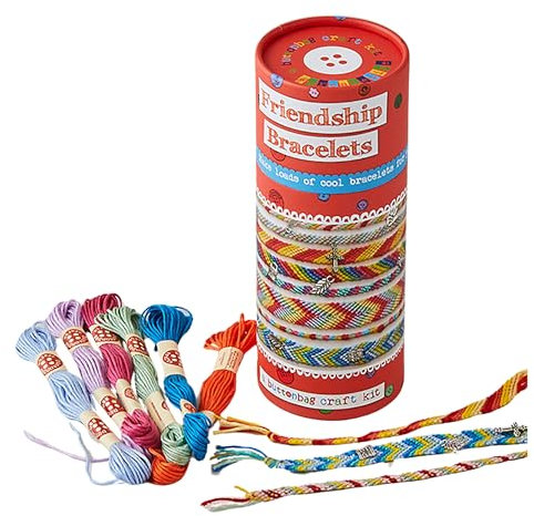 Buttonbag Friendship Bracelets Kit Jewellery Making Craft Kit - Arts and Crafts for Kids - Includes Threads, Metal Accessories, Full Instructions
