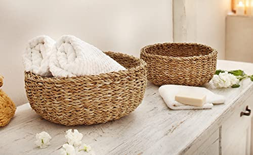 2 runde Schalen aus Seegras, Dekoschalen, Aufbewahrungskörbe, Ordungskörbe