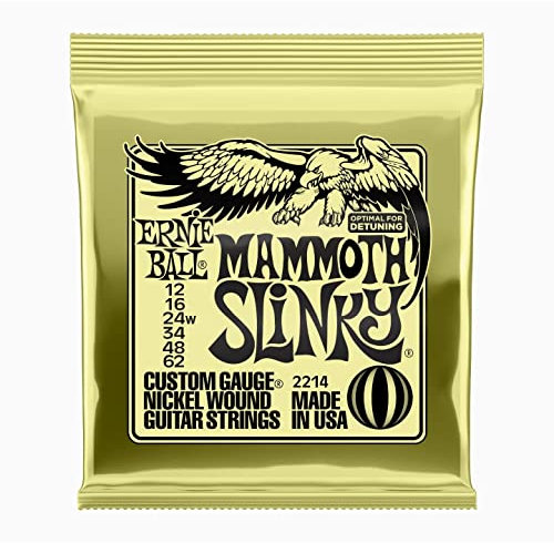 Ernie Ball Mammoth Slinky - Cuerdas para guitarra eléctrica, entorchado de níquel, 1 paquete, calibre 12-62