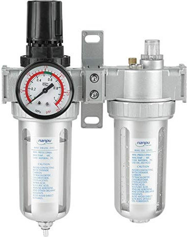 1/2 Regolatore Filtro Compressore d'Aria, Separatore Filtri Acqua Olio Separatore D'Olio Strumento Lubrificatore, Trappola Acqua-Olio Separatore Regolatore di Pressione Aria per Compressore