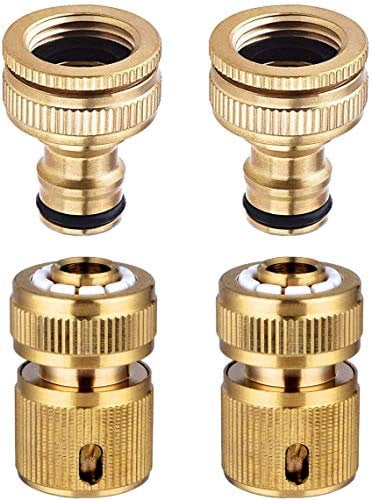 Hydrogarden Attacchi Rapidi Raccordi per Tubo da Giardino, Connettore D'ottone Solido del Tubo del Giardino, Include 2 * Connettore del Rubinetto+2 * Accoppiamento Rapido