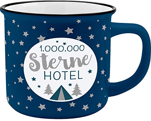 GRUSS & CO Becher Motiv Sterne | New Bone China Porzellan, Emaille-Optik, 35 cl | Tasse mit Spruch | 45792