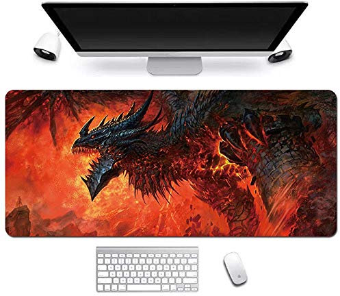 World of Warcraft Tapis de Souris XL 900x400mm Hydrorésistant Anime Mouse Pad Grand Tapis de Souris Gamer avec Base en Caoutchouc Anti-Glissant Surface Texturée pour Ordinateur et PC, T