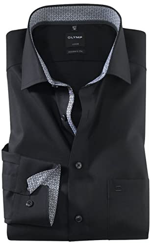 OLYMP Luxor modern fit Hemd extra Langer Arm Haifischkragen schwarz Größe 38