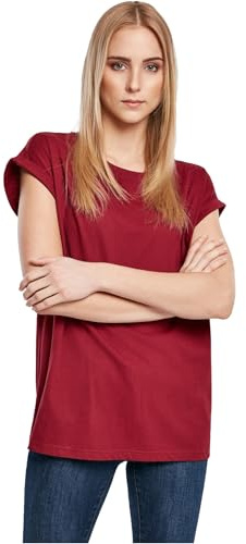 Urban Classics Women's Ladies Organic Extended Shoulder Tee T-Shirt, Burgundy, XS