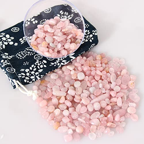 Orientrea 500 Gramm Rosenquarz Trommelsteine, Mini Rosenquarz Edelsteine Ladesteine Granulat/Mini Chips, Rosenquarz Heilsteinen, In Einer Geschenkbox verpackt