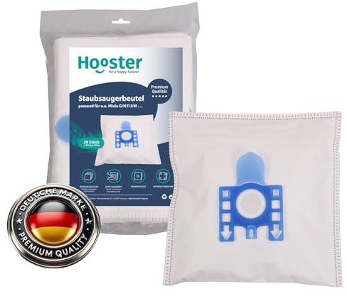 Hooster 20 Stück Staubsaugerbeutel passend für Miele Mi 170 / Mi170 / Mi.170 / Mi/170 / Mi-170 / mit Plastik Aufsatz