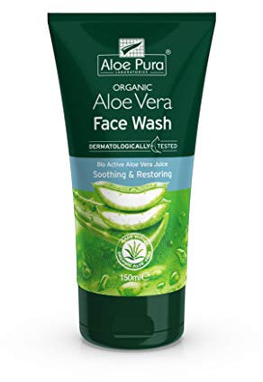 Aloe Pura Organic Aloe Vera Face Wash, Natural, Vegan, Cruelty Free, Paraben & SLS Free, Dermatologically Tested, Soothing, 150 ml