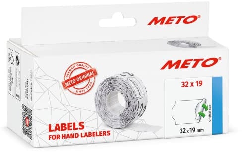 Meto Etiketten für Handauszeichner (32x19 mm, 2-zeilig, 5.000 Stück, weiß, wiederablösbar, für METO, Contact, Sato, Avery, Tovel, Samark etc.)