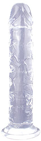 Gode Réaliste Godemichet Transparent Pénis Silicone Gelée,Godemiché Plug Anal avec Ventouse Forte,Masturbateur de point G Portable Sex toys jouet sexuel pour Femmes Hommes (L)