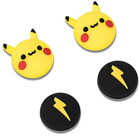 DLseego Thumb Grip Caps Kompatibel mit Switch & Switch Lite, Weiche Silikon Joy-Con Joystick Grip Cute 3D Analog Stick Abdeckung - Gelbes Spiel Sprite und Flash (4Pcs)