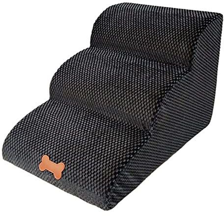 NATUREACT 3 Stufen Haustiertreppe, Hundetreppe Bett für kleine Hunde 39cm Hoch, Katzen Hunderampe Sofa Boxspringbett, mit Plüschbezug, Abnehmbar, Waschbar,60 (L) x 42(W) x 39 (H) cm…