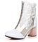 WAYERTY Stivaletti con Tacco Spesso in Pizzo Cavo, Sandali Leggeri Estivi alla Moda da Donna Dietro Stivaletti Corti con Cerniera Punta Tonda Stivali A metà Polpaccio in Pelle PU Scarpe,Bianca,43EU