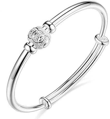 Armband Damen Silber 925,Versilbertes Armband Für Frauen Neuheit Einfache Runde Perlen Bezaubernder Silberner Armreif Silberne Freundschaftsarmbänder Beste Freundin Geschenk Für Weihnachten Gebur