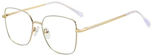 Tofox Blaulichtfilter Brille Katzenauge Metall Frame Retro ohne sehstärke mit Brillenetuis und Brillenputztuch für Computer Fernseher Arbeit Gaming Unisex