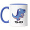 Hey!Print Tea-Rex Tasse Blau Lustig Dino Tee Teetrinker Teeliebhaber Dinosaurier Teetasse Kaffeetasse